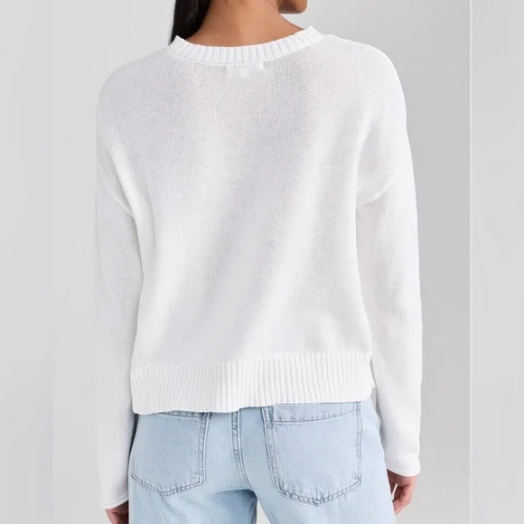 Workshop Republic Clothing Women Sz S ‘Bon Voyage’ White Cotton Knit Sweater New - Picture 3 of 16